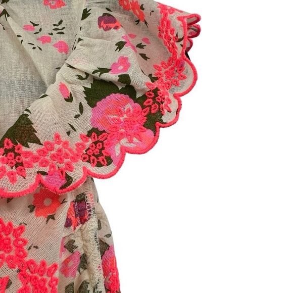 THML Floral Ruffle Blouse - Pink and Cream - Picture 2 of 4